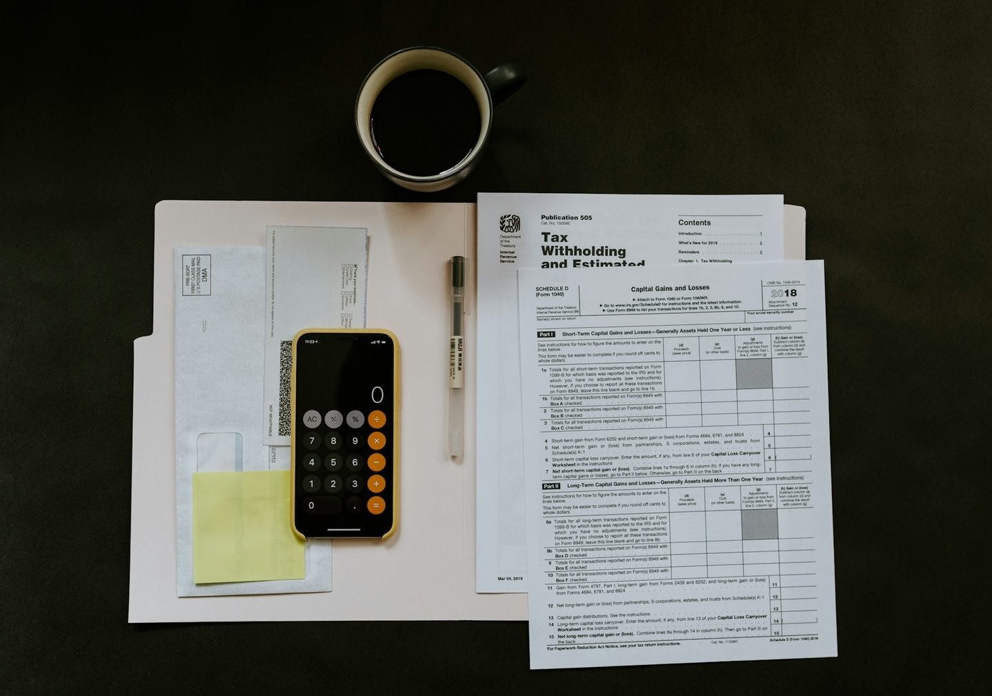 Freelancer receipts being grouped at a desk